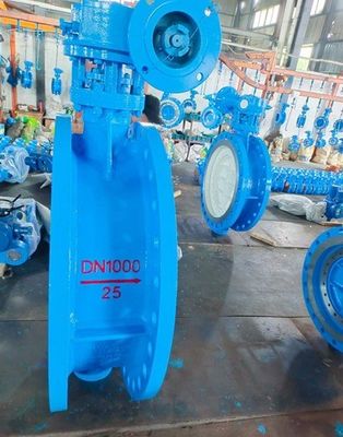 Flowseal Doppelflansche Dreifach exzentrische Schmetterlingsventilgetriebe bedient