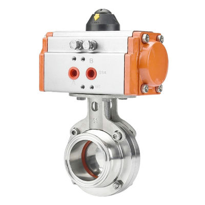 EPDM-PTFE-Dichtungsmaterial 2 Zoll Tri-Clamp Sanitär-Schmetterlingsventil mit pneumatischem Aktoren