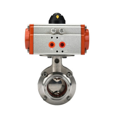 EPDM-PTFE-Dichtungsmaterial 2 Zoll Tri-Clamp Sanitär-Schmetterlingsventil mit pneumatischem Aktoren