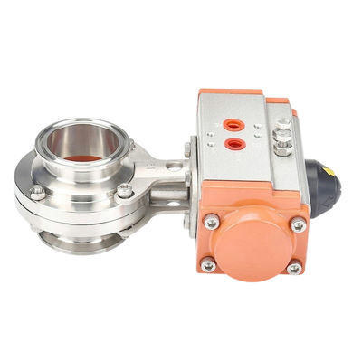 EPDM-PTFE-Dichtungsmaterial 2 Zoll Tri-Clamp Sanitär-Schmetterlingsventil mit pneumatischem Aktoren